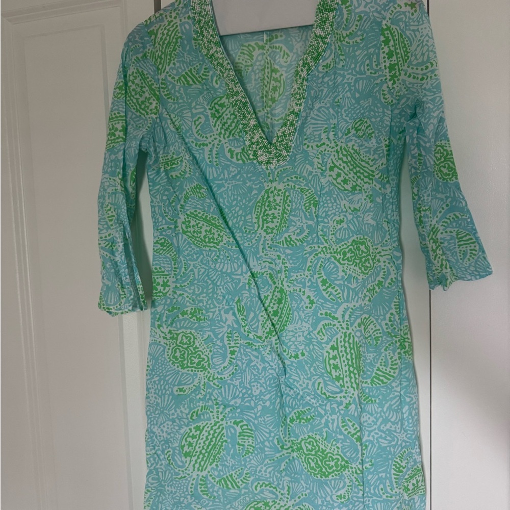 Lilly Pulitzer Aqua and Lime Beach Cover up dress
